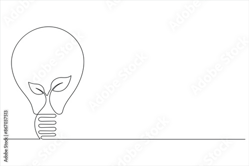 Ecology Sustainable continuous single line art, Nature Planet one line vector
