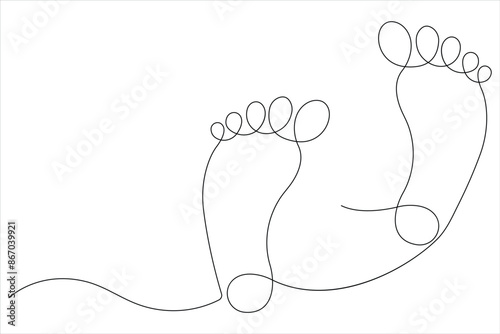 Continuous single line art drawing of human footprint icon vector illustration
