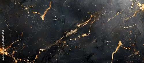 Panel kuchenny z motywem Textured black marble background with gold and white patterns. Natural dark gray marble texture with Italian Pietra marble background. Luxury black marble with gold patterns in dark grey color.