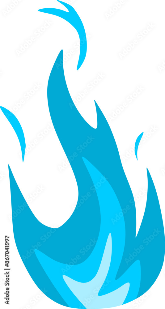 a blue fire isolated on white.