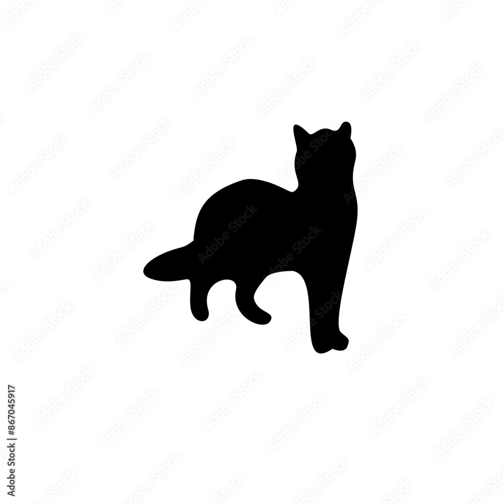 Fototapeta premium Cat Silhouettes Vector Illustration, perfect for Halloween, cat lovers. Features various cat poses. Ideal for pet, animal, feline, domestic, house cat themes