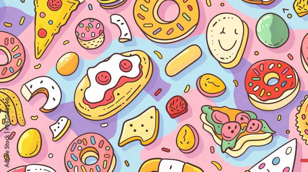 Fun and Cute Food and Snacks Coloring Book for Seniors, Adults & Kids