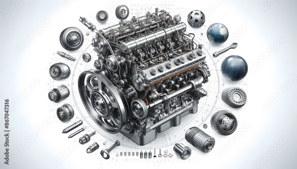 Engine, car engine, truck engine, powerful engine Engine, car engine, truck engine, powerful engine