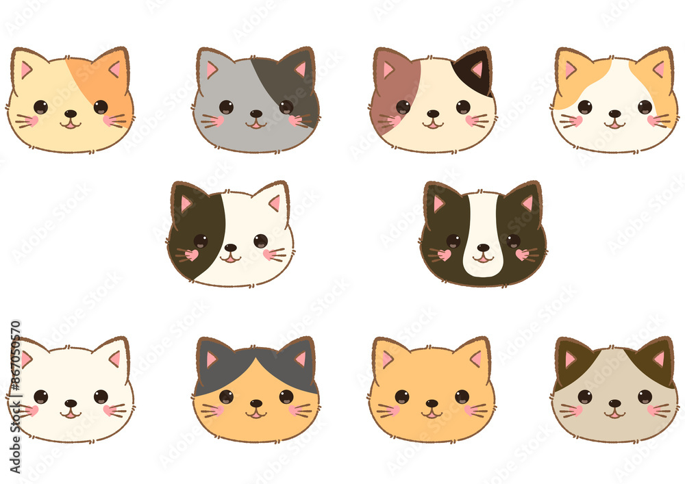 set of cats head illustration set of cats head illustration