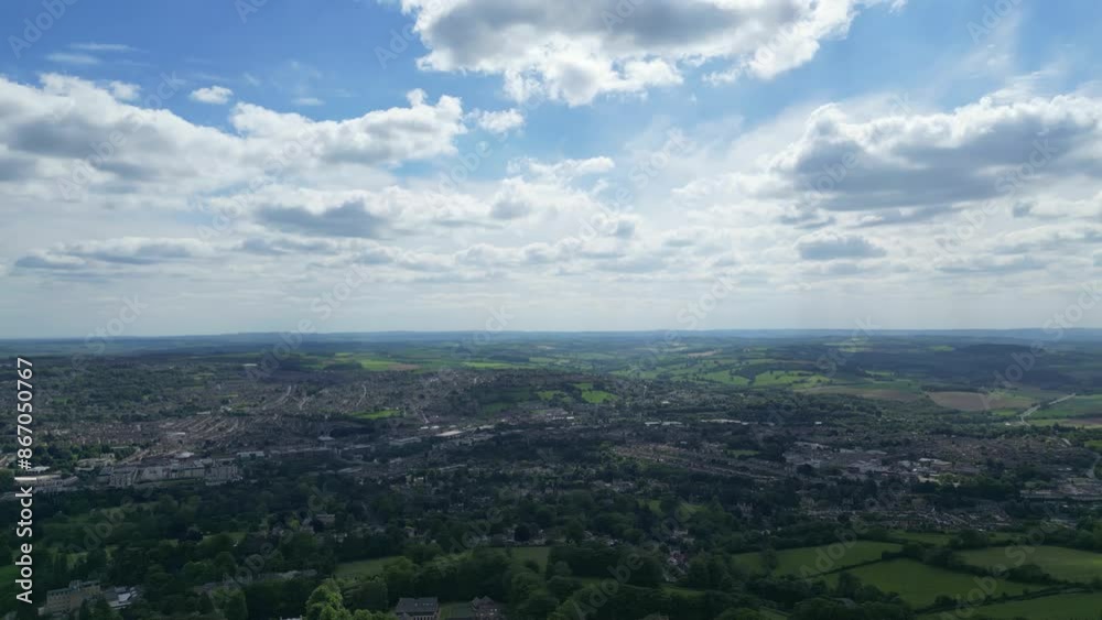 Aerial View of Historical Bath City of England United Kingdom. May 25th, 2024 Aerial View of Historical Bath City of England United Kingdom. May 25th, 2024