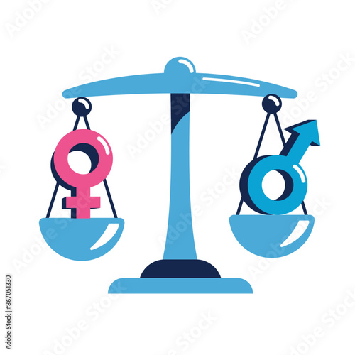 balance scale salary equality with male and female symbols