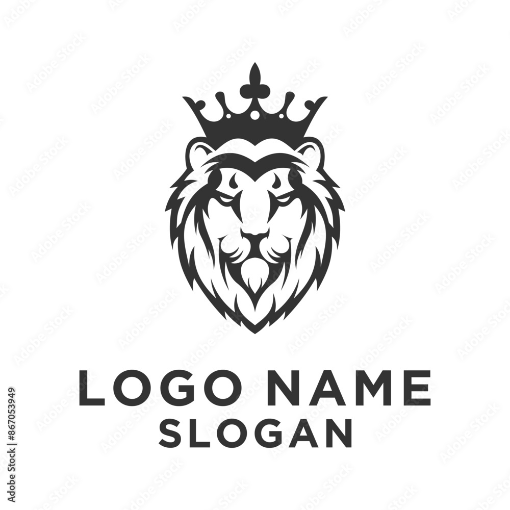simple crowned black lion head logo simple crowned black lion head logo