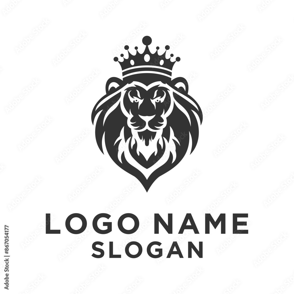 simple crowned black lion head logo simple crowned black lion head logo