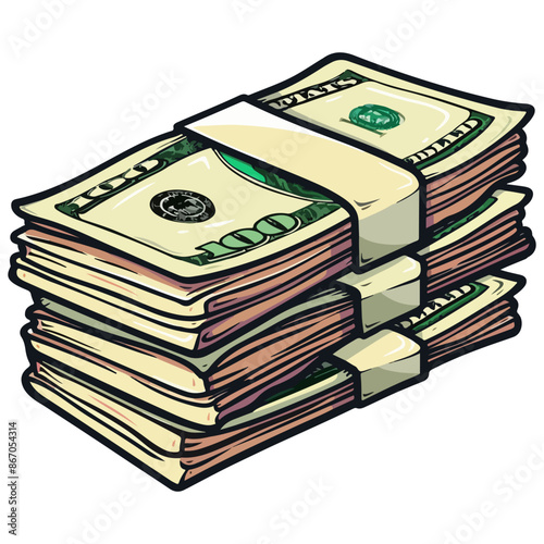 money pile of packs dollar bills stacks illustration