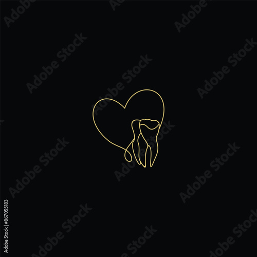 Dental Logo, Luxury with simple line art, outline style