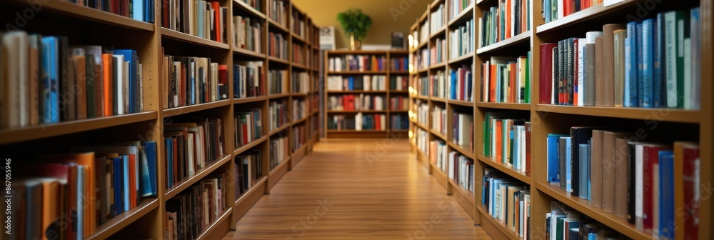 A Library's Endless Rows of Books A Library's Endless Rows of Books