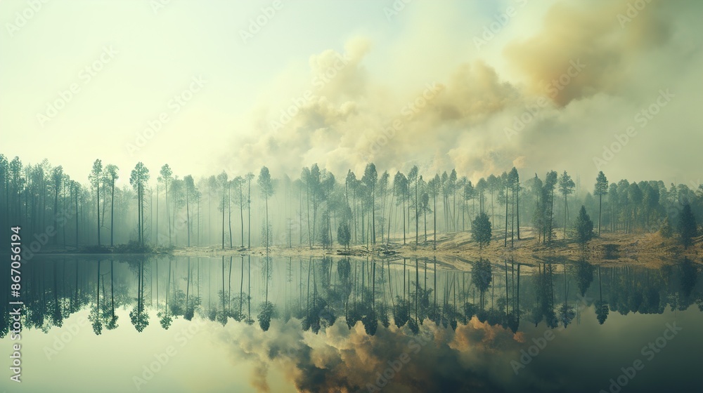 Fototapeta premium misty morning on the river