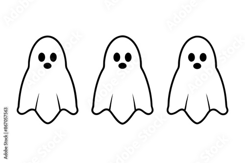 Halloween ghosts silhouette vector set, Collection of Halloween ghost silhouettes
