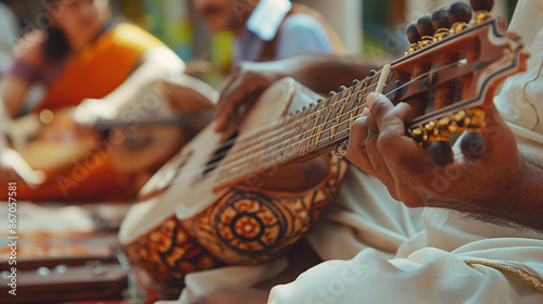 Traditional Indian Music - Musicians in India playing traditional Indian instruments, cultural and harmonious