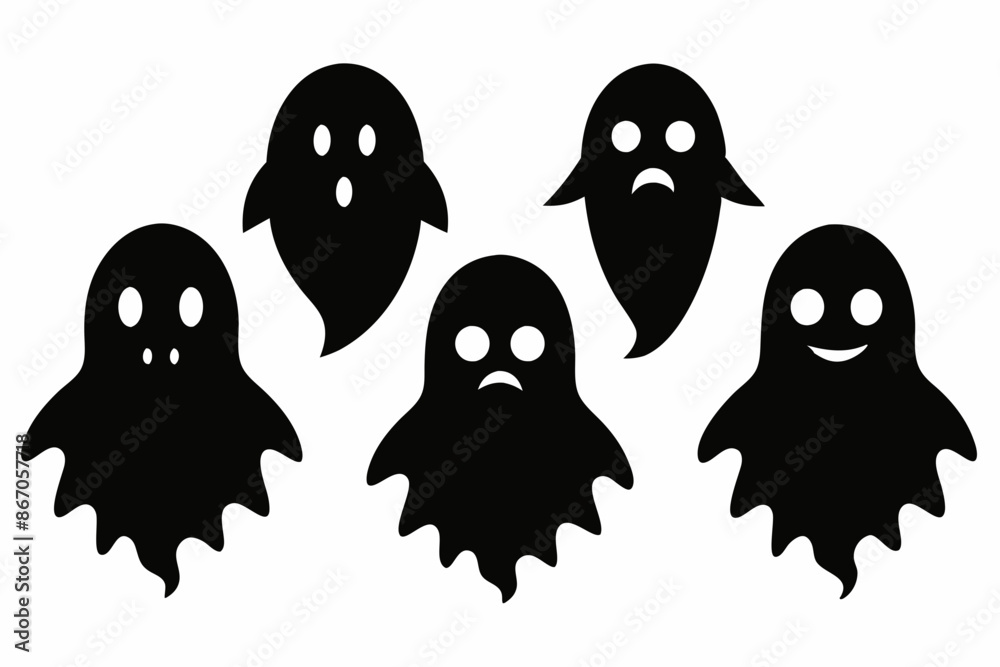 Halloween ghosts silhouette vector set, Collection of Halloween ghost silhouettes
Halloween ghosts silhouette vector set, Collection of Halloween ghost silhouettes