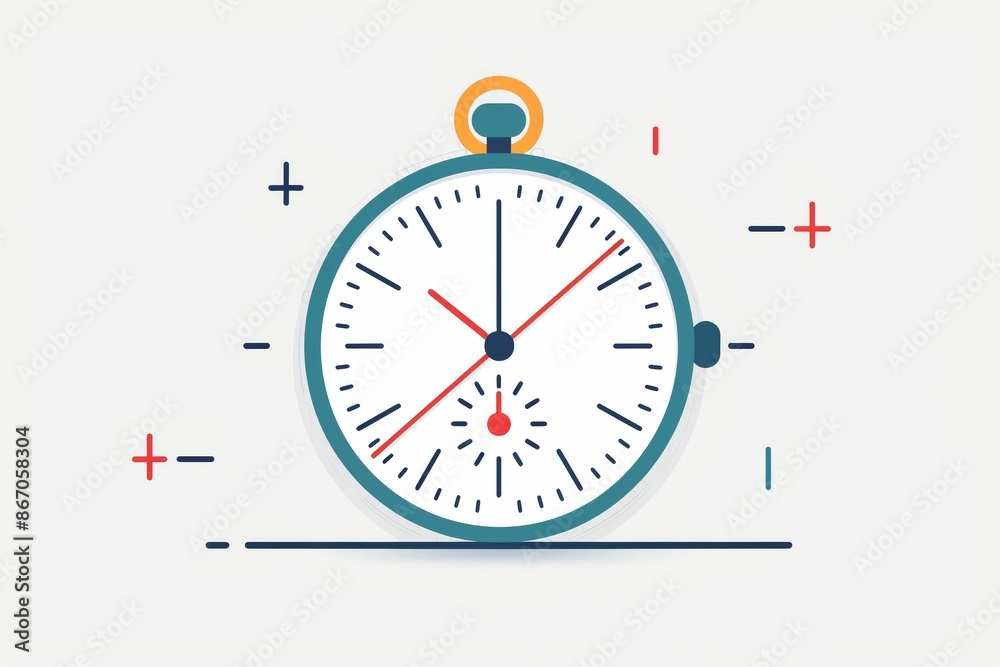 A simple, flat illustration of a stopwatch, symbolizing time management, deadlines, and efficiency. vector A simple, flat illustration of a stopwatch, symbolizing time management, deadlines, and efficiency. vector