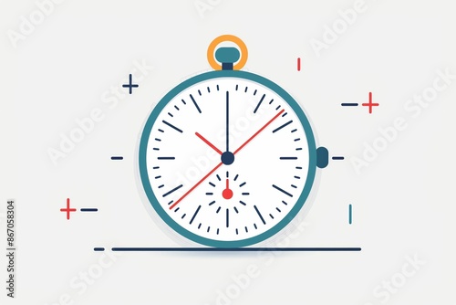 A simple, flat illustration of a stopwatch, symbolizing time management, deadlines, and efficiency.  vector photo