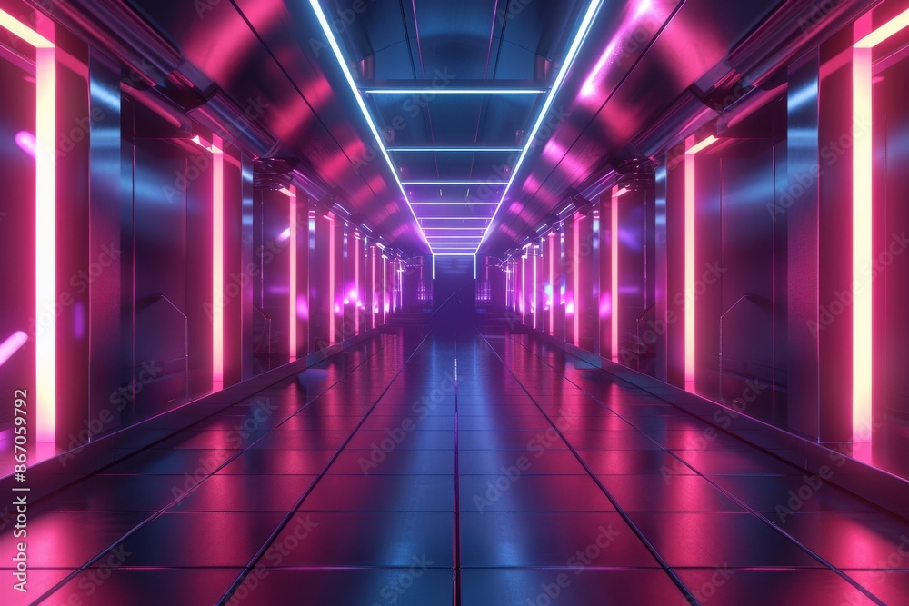 Futuristic Neon Corridor. A Vibrant, Empty Hallway with Glowing Lights. Perfect for Cyberpunk, Gaming, or Sci-Fi Projects Futuristic Neon Corridor. A Vibrant, Empty Hallway with Glowing Lights. Perfect for Cyberpunk, Gaming, or Sci-Fi Projects