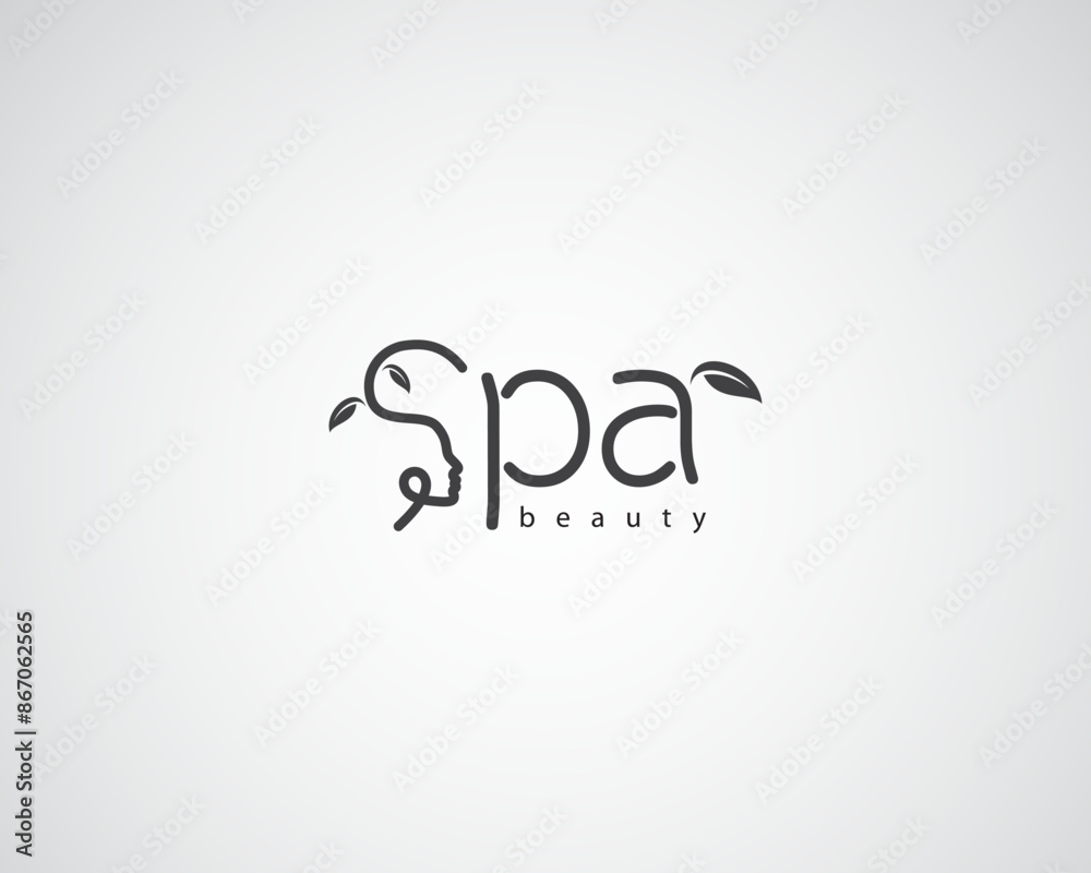 creative combination of face and letter s with a line concept decorated with small leaves, logo creative combination of face and letter s with a line concept decorated with small leaves, logo
