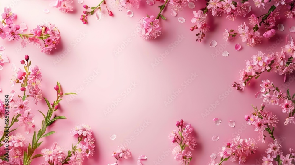 Fototapeta premium Whispers of Spring, A Macro Flower Portrait Against Serene Pink