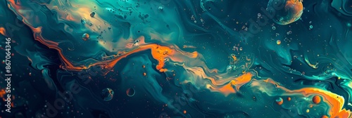 Colorful, space-themed abstract forms wallpaper. Beautiful abstract background. Space and galaxy theme.