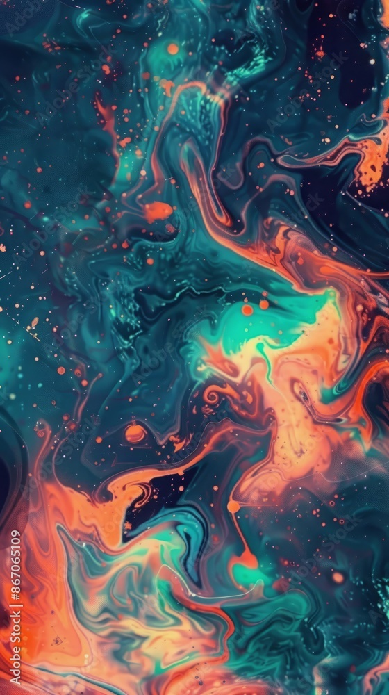 Fototapeta premium Colorful, space-themed abstract forms wallpaper. Beautiful abstract background. Space and galaxy theme.