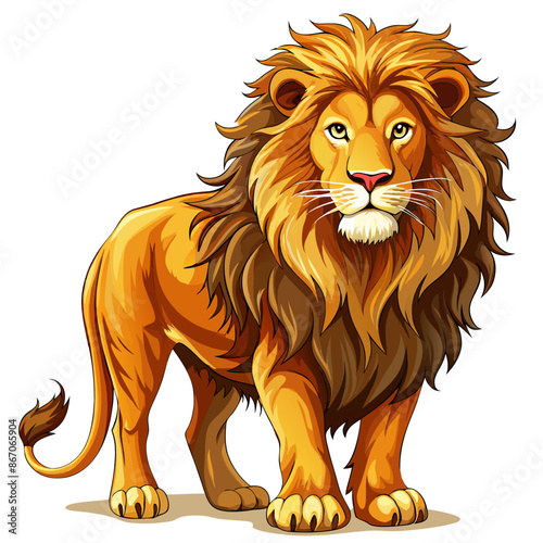 lion ,real style, white background