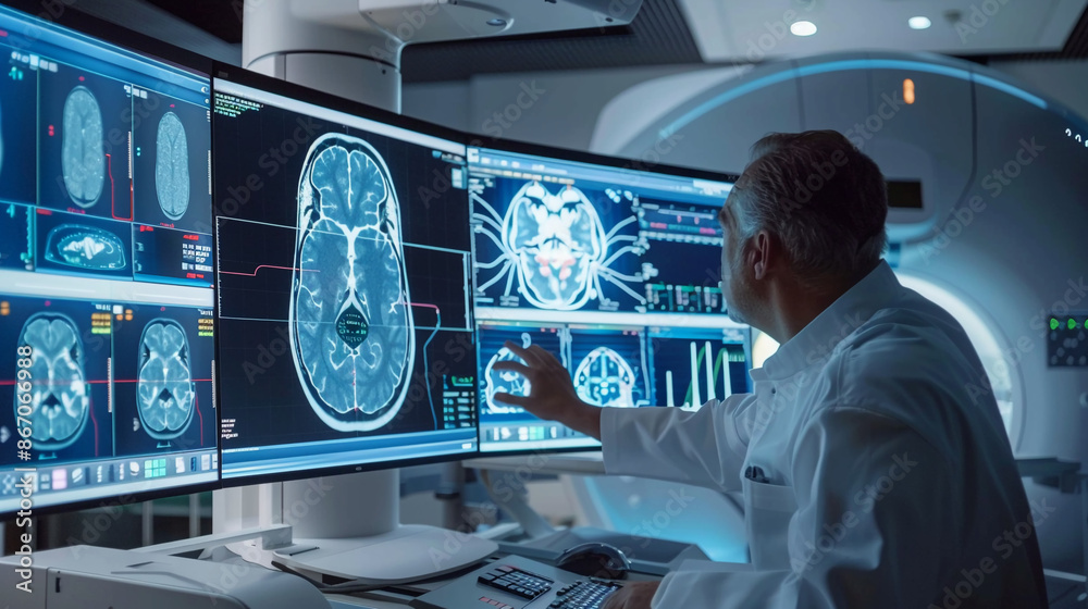 Obraz premium AI advancements in cancer treatment planning.