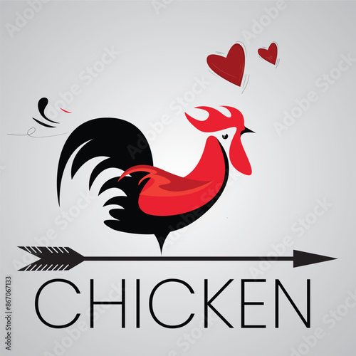 vector animated rooster, suitable for a cute character wall decoration logo