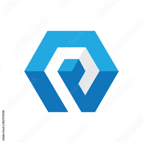 This is a simple flat logo of a letter initial P that utilizes the negative space inside a hexagonal shape