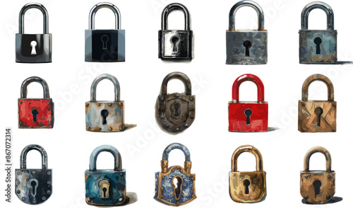 CARPETTING TOOLS SET IN COLOR STYLE, PADLOCK SET IN COLOR STYLE
