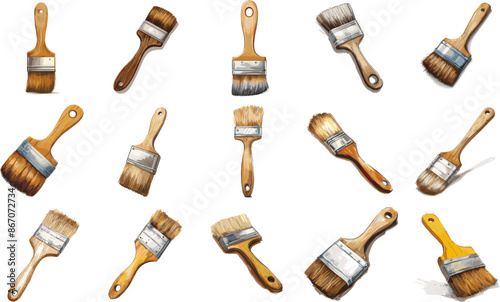 CARPETTING TOOLS SET IN COLOR STYLE, PAINT BRUSH SET IN COLOR STYLE