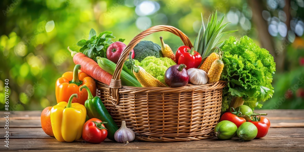 Basket full of fresh vegetables and fruits , healthy, organic, produce, harvest, colorful, variety, grocery, market Basket full of fresh vegetables and fruits , healthy, organic, produce, harvest, colorful, variety, grocery, market