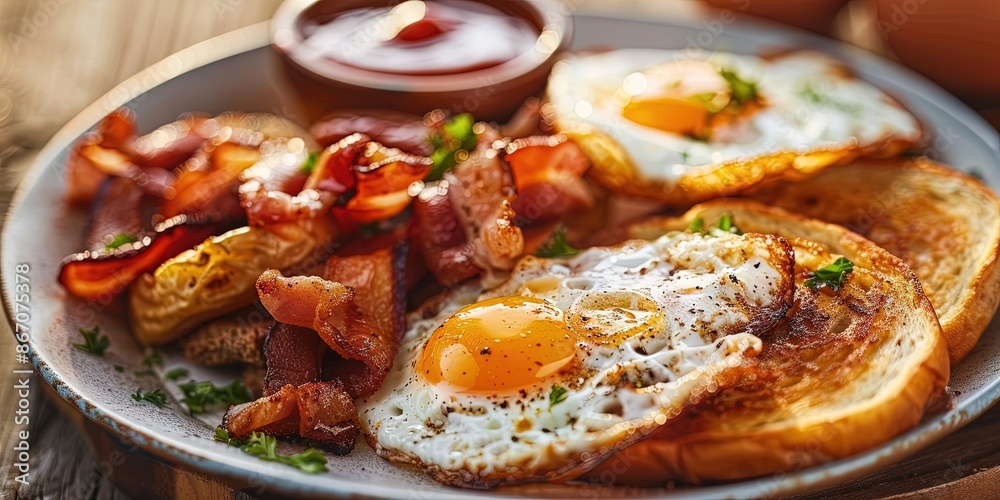 Fototapeta premium greasy fried breakfast
