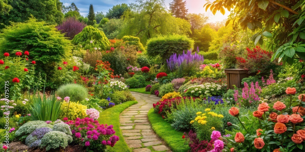 Lush garden with vibrant blossoms and plants , Flowers, garden, nature, blooming, colorful, greenery, lush Lush garden with vibrant blossoms and plants , Flowers, garden, nature, blooming, colorful, greenery, lush