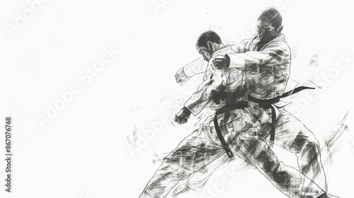 Paris Olympics Concept Judo Players Background Template for Presentation Slides 16:9 