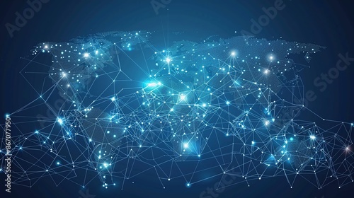 Global network connection and internet of things concept. telecommunication connected around planet Earth, internet and worldwide communication technology.