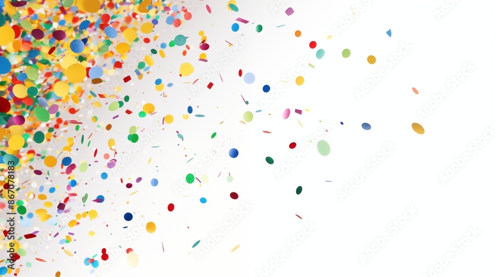 Colorful Confetti Celebration Explosion on White Background
