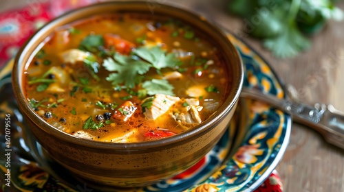 Spicy Morrocan chicken soup with freshly ground pepper