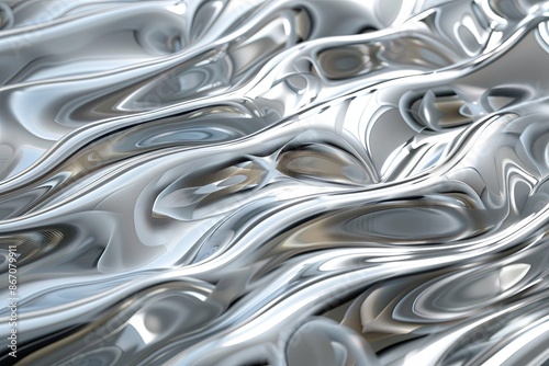 Silver abstract background with wavy pattern created with generative ai