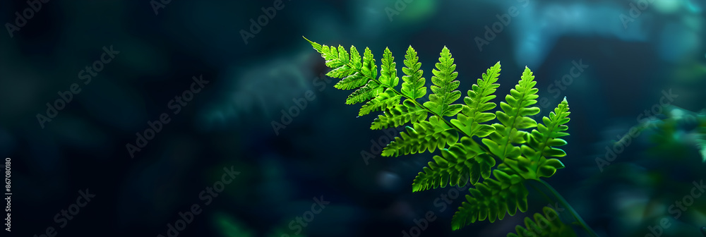 Elegant Fern Leaf in Sharp Focus Set Against a Dark, Blurred Background to Highlight Nature's Intricacy and Resilience