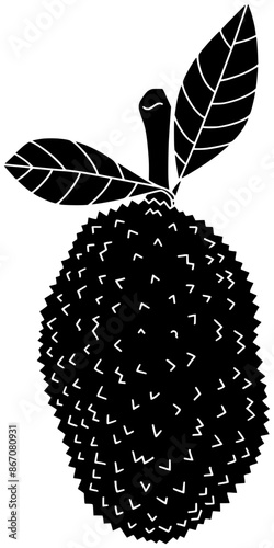 asian illustration fruit silhouette jackfruit logo durian icon food outline indonesia green fruits nature dessert tropical yellow asia agriculture shape garden natural tree for vector graphic