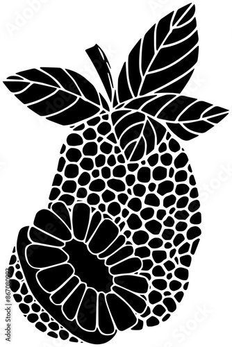 asian illustration fruit silhouette jackfruit logo durian icon food outline indonesia green fruits nature dessert tropical yellow asia agriculture shape garden natural tree for vector graphic