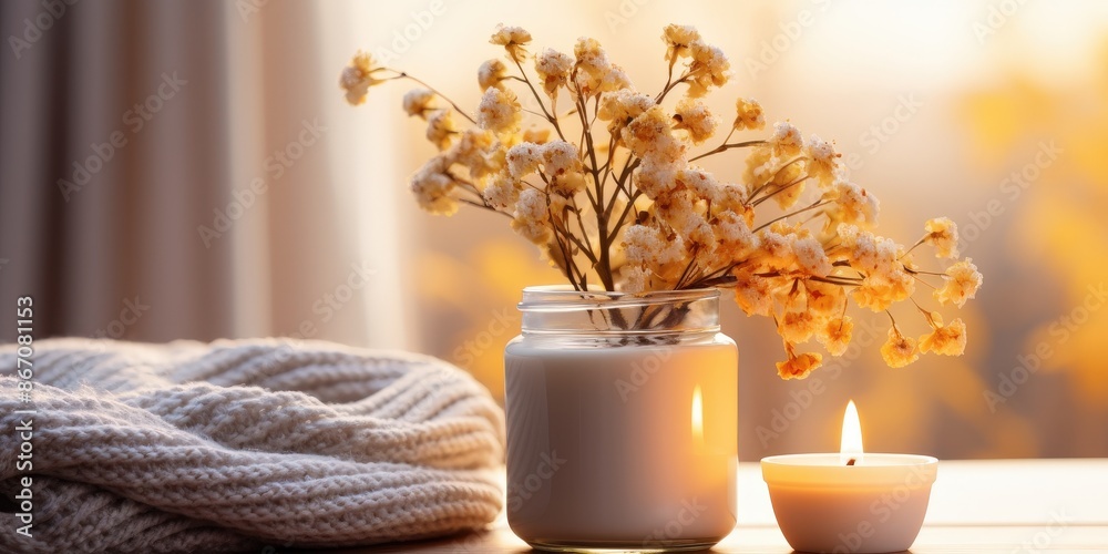 Cozy Autumn Candlelight with Dried Flowers