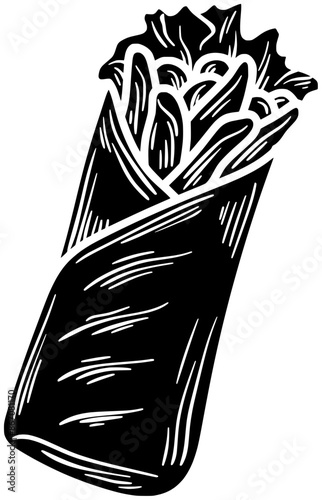 shawarma illustration meat silhouette food logo tortilla icon chicken outline kebab taco roll burrito tomato sandwich sauce doner vegetable shape turkish lunch beef for vector graphic background