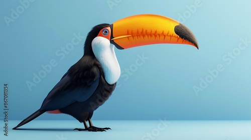 Toco toucan bird on a blue background photo