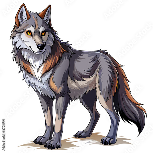 wolf full body ,real style, white background