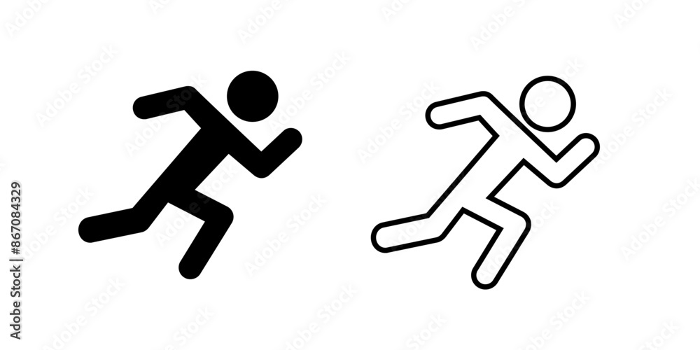 Flat style running person icon illustration. Black and white line. Sport athlethic. EPS 10 Flat style running person icon illustration. Black and white line. Sport athlethic. EPS 10