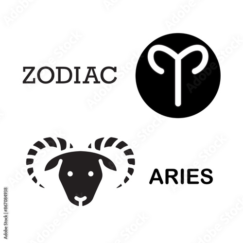 Zodiac signs. Astrological symbol, the constellation Aries. Twelve astrological avatars. Editable and color-changeable.