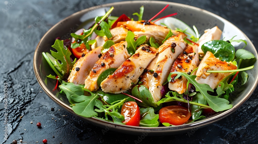 Warm chicken salad on rock Warm chicken salad on rock